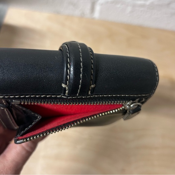 Dooney & Bourke Wallet Tri-fold Compact, Black Leather w/Contrast Stitch VTG EUC - Picture 14 of 16